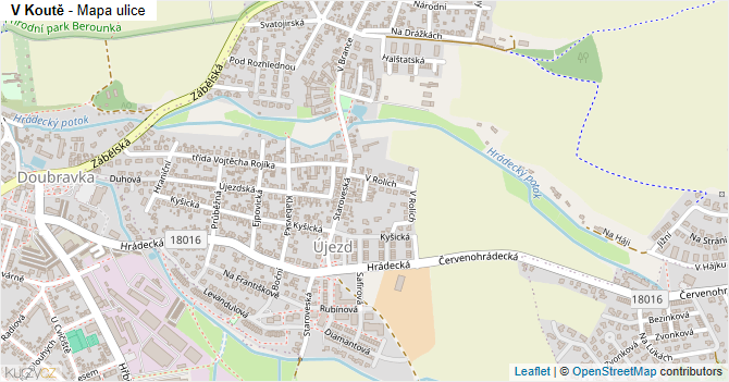 V Koutě - mapa ulice