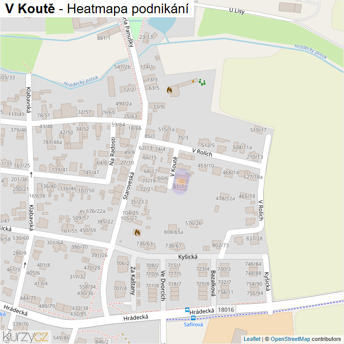 Mapa V Koutě - Firmy v ulici.