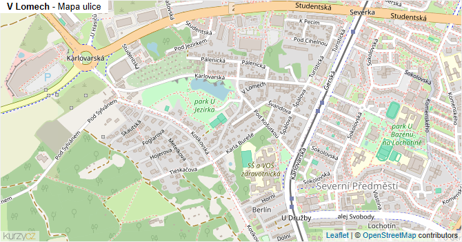 V Lomech - mapa ulice