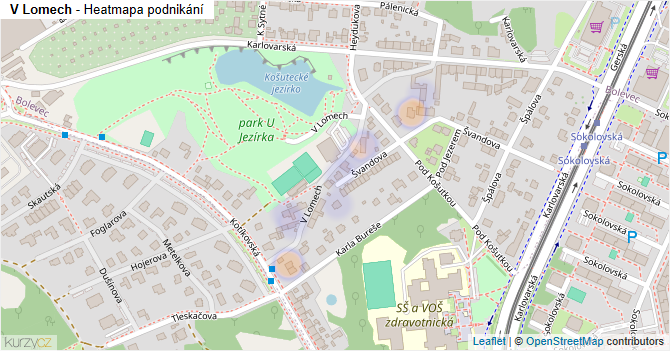 V Lomech - mapa podnikání