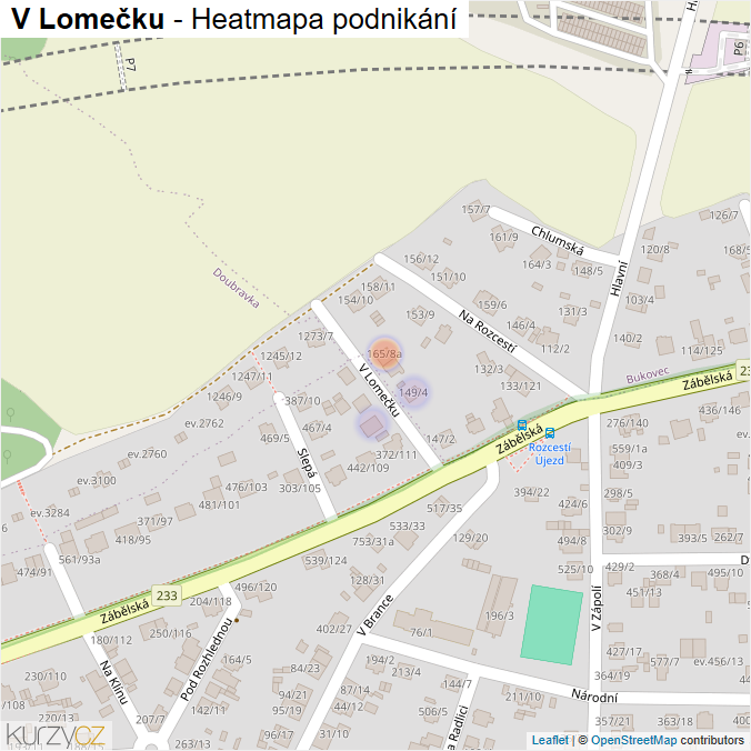 Mapa V Lomečku - Firmy v ulici.