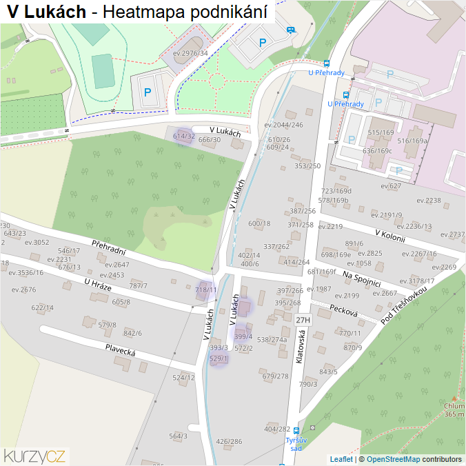Mapa V Lukách - Firmy v ulici.