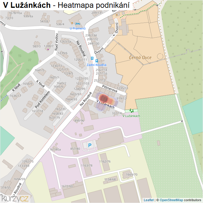 Mapa V Lužánkách - Firmy v ulici.