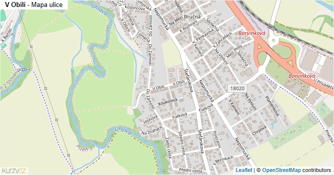 V Obilí - mapa ulice