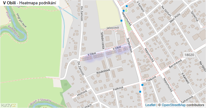V Obilí - mapa podnikání