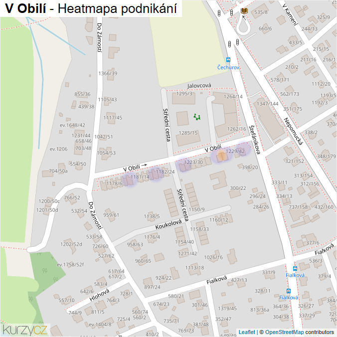 Mapa V Obilí - Firmy v ulici.