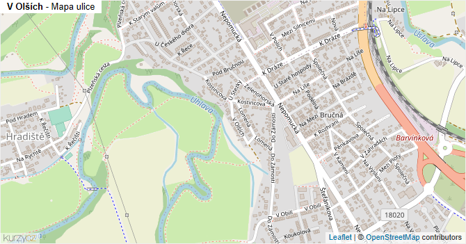V Olších - mapa ulice