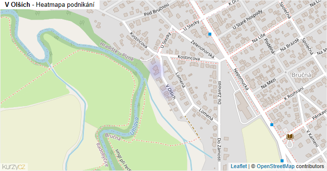 V Olších - mapa podnikání