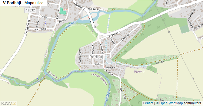V Podhájí - mapa ulice