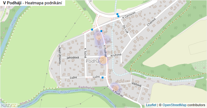 V Podhájí - mapa podnikání