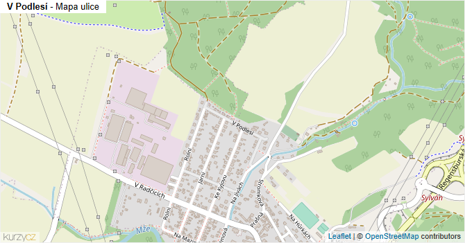 V Podlesí - mapa ulice