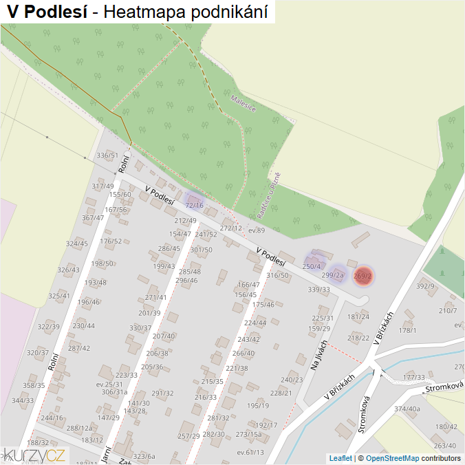 Mapa V Podlesí - Firmy v ulici.
