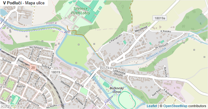 V Podlučí - mapa ulice