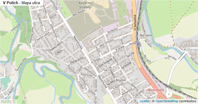 V Polích - mapa ulice