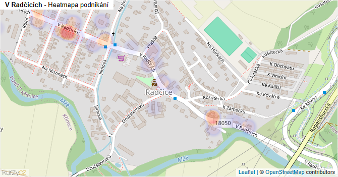 V Radčicích - mapa podnikání