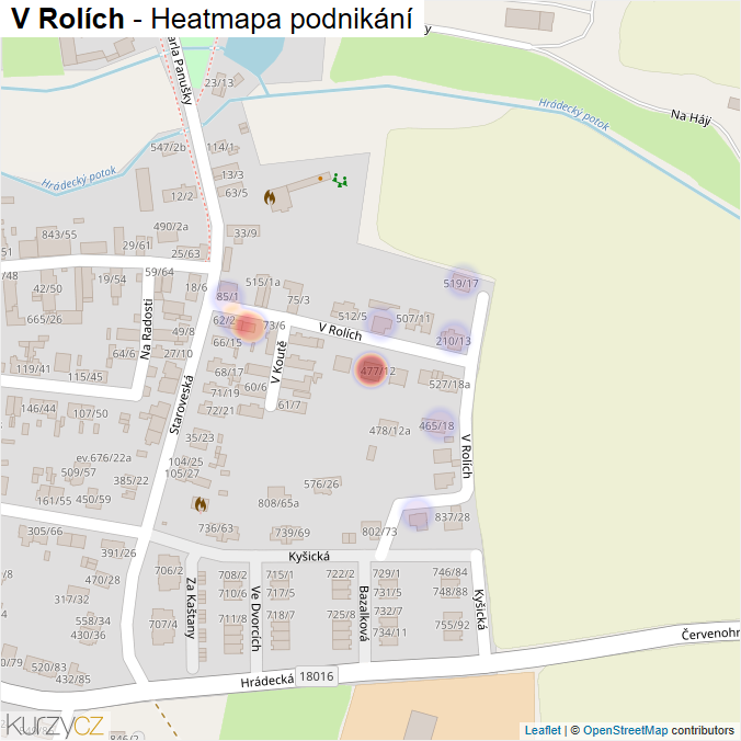 Mapa V Rolích - Firmy v ulici.
