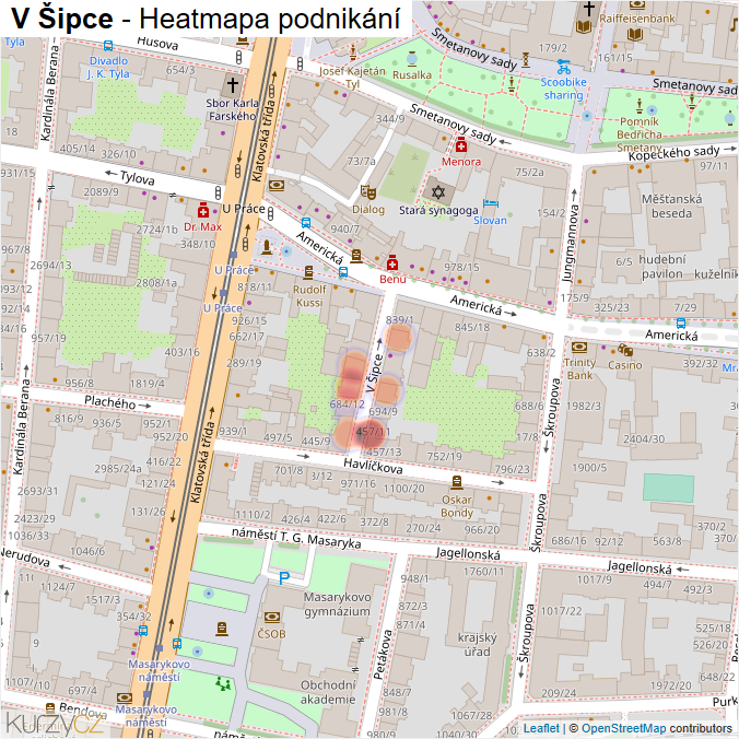 Mapa V Šipce - Firmy v ulici.
