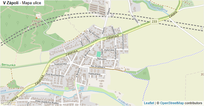 V Zápolí - mapa ulice