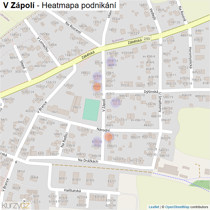 Mapa V Zápolí - Firmy v ulici.