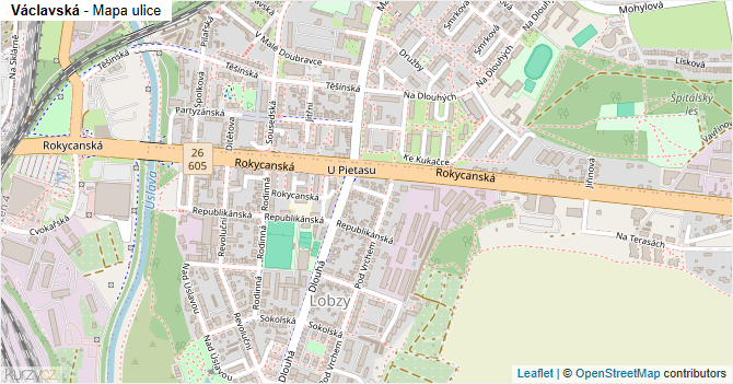 Václavská - mapa ulice