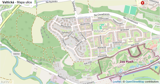 Valtická - mapa ulice