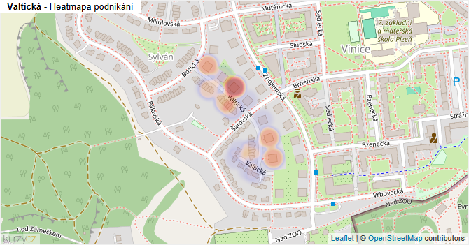 Valtická - mapa podnikání