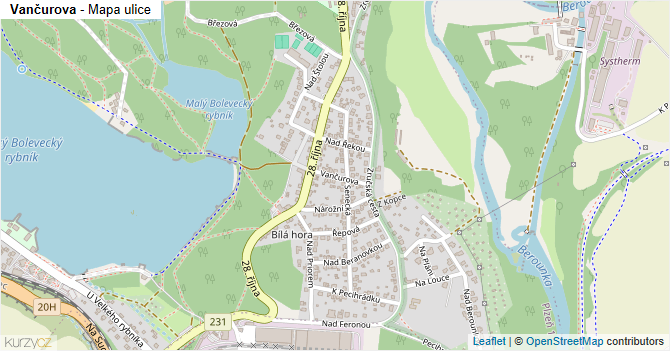Vančurova - mapa ulice