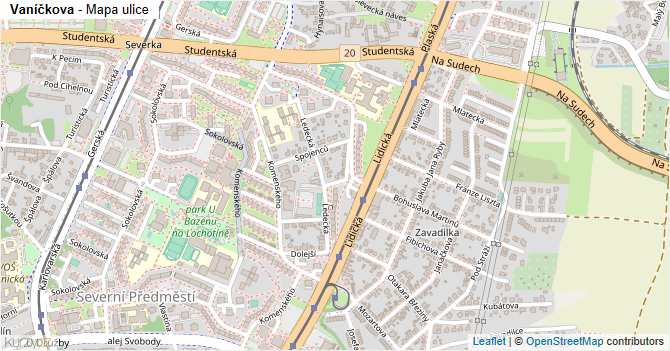 Vaníčkova - mapa ulice