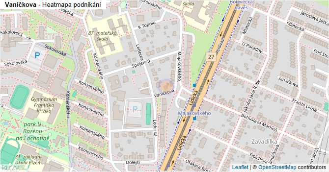 Vaníčkova - mapa podnikání