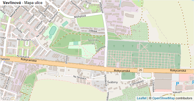 Vavřínová - mapa ulice
