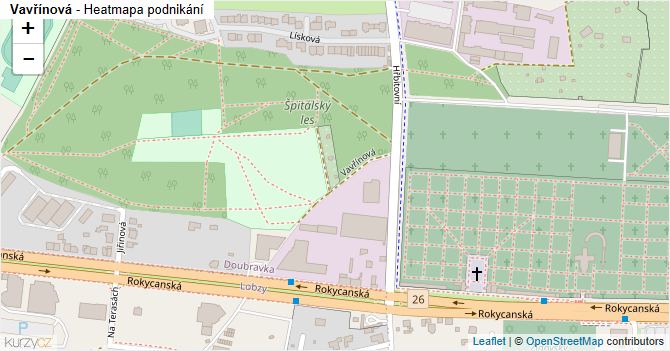 Vavřínová - mapa podnikání