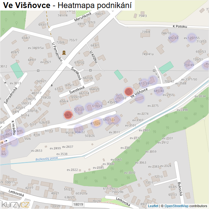 Mapa Ve Višňovce - Firmy v ulici.
