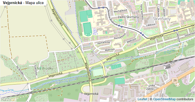 Vejprnická - mapa ulice