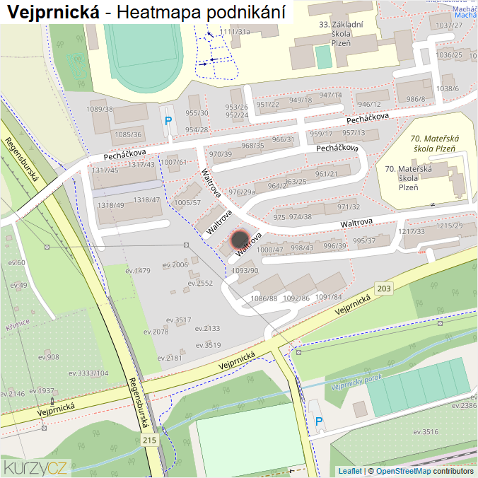Mapa Vejprnická - Firmy v ulici.