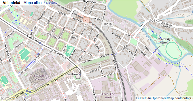 Velenická - mapa ulice