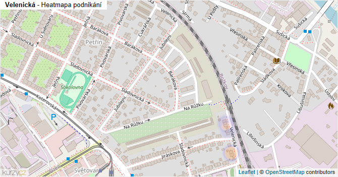 Velenická - mapa podnikání