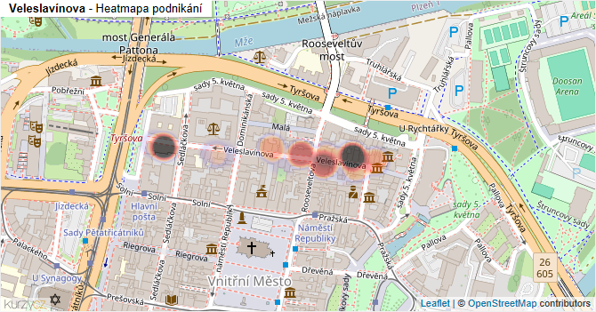 Veleslavínova - mapa podnikání