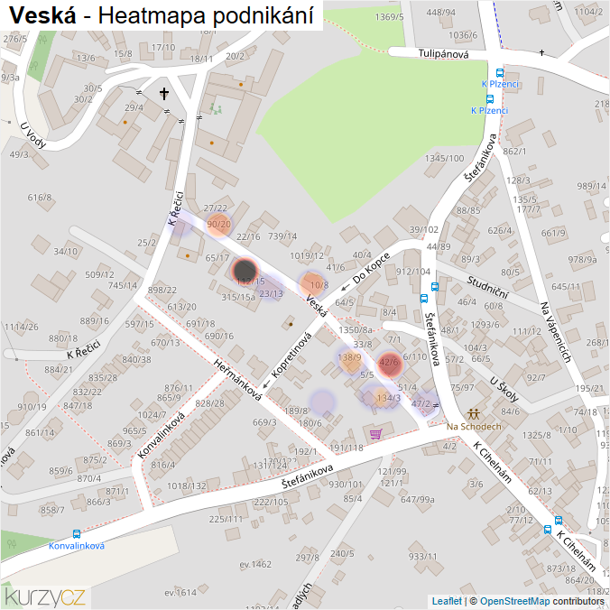 Mapa Veská - Firmy v ulici.