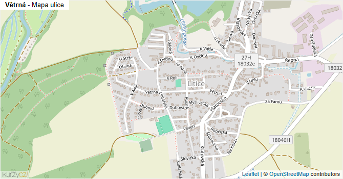 Větrná - mapa ulice