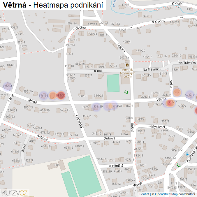 Mapa Větrná - Firmy v ulici.