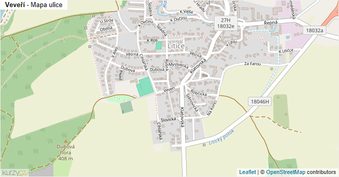 Veveří - mapa ulice