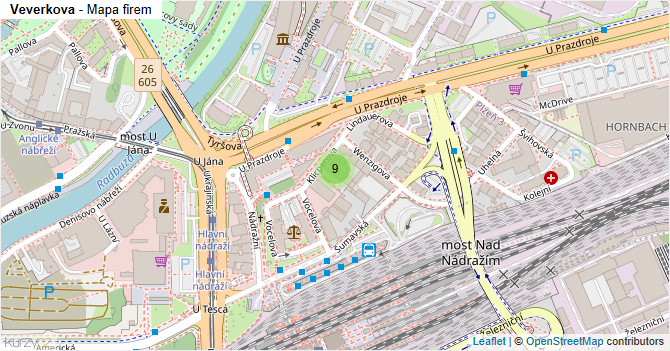 Veverkova - mapa firem