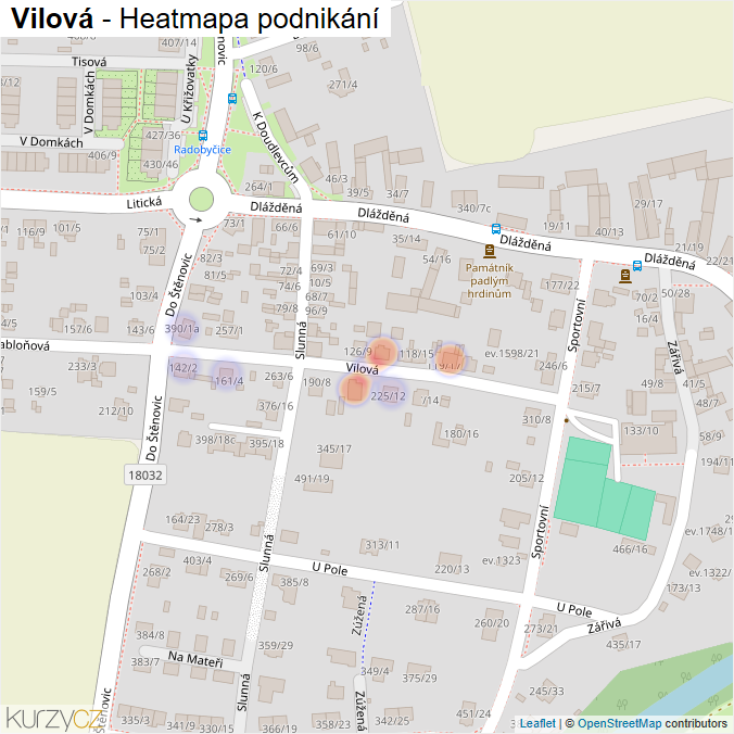 Mapa Vilová - Firmy v ulici.