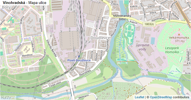 Vinohradská - mapa ulice