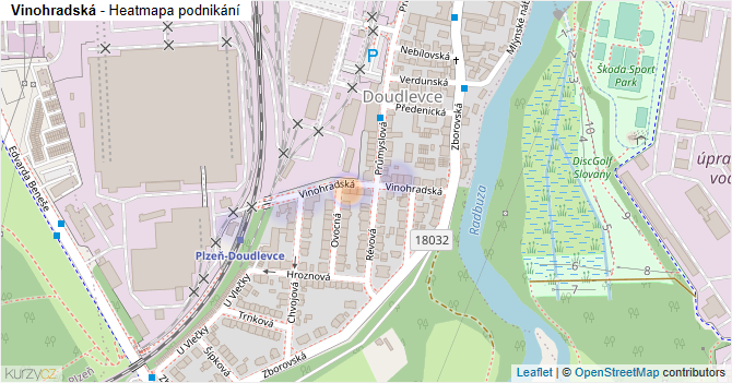 Vinohradská - mapa podnikání