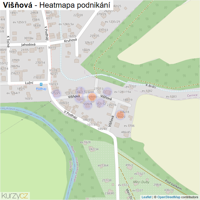 Mapa Višňová - Firmy v ulici.