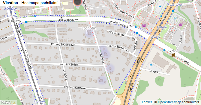 Vlastina - mapa podnikání