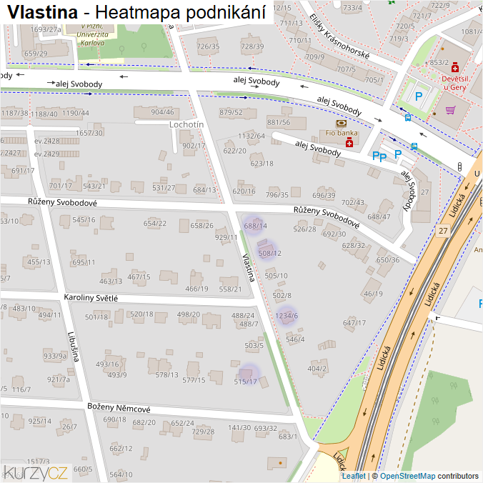 Mapa Vlastina - Firmy v ulici.