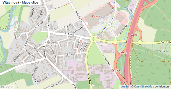 Vltavínová - mapa ulice