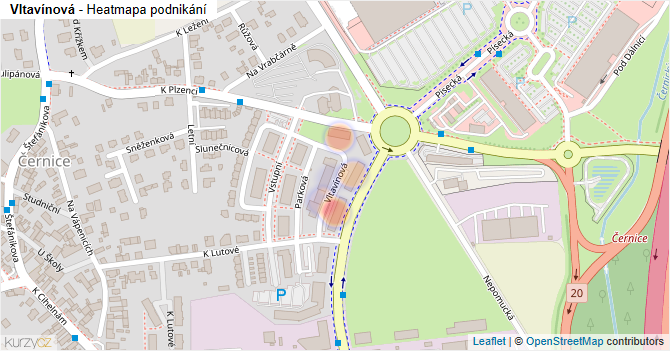 Vltavínová - mapa podnikání